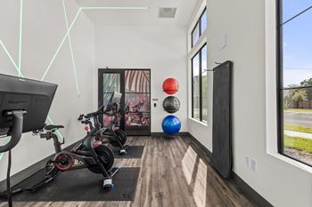 Spin room with peloton bikes